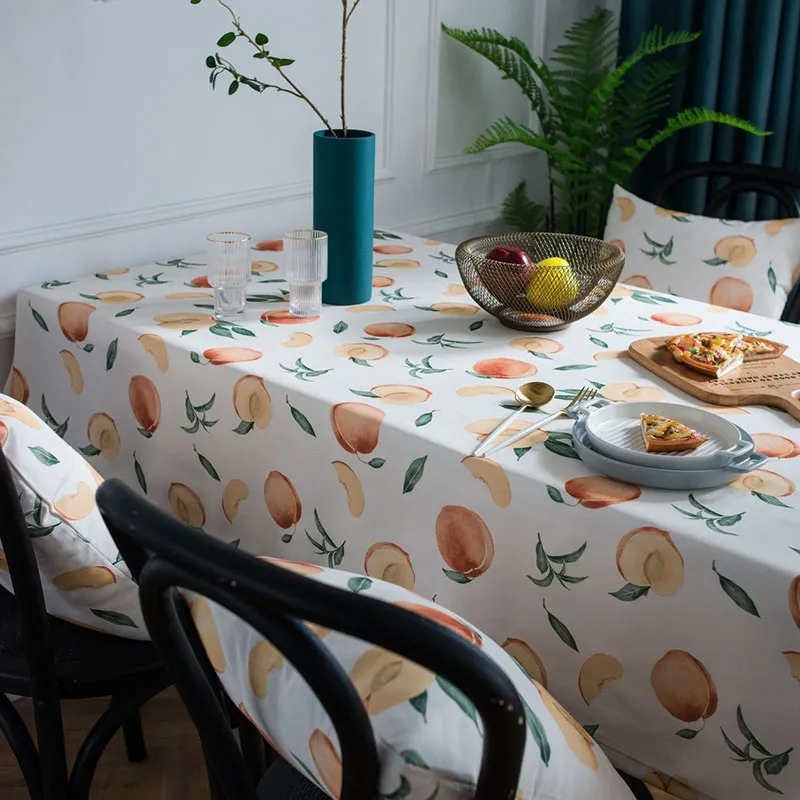 Rectangle Peach Printed Waterproof Tablecloth