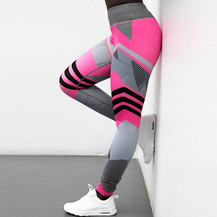 Geometric Print Running Sports Fitness Leggings Pants