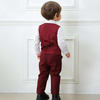 Kids Toddler Boys Party Clothing British Style Waistcoat Solid Color Long Sleeve Lapel Shirt Trousers Set