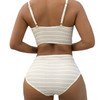 Women'S Simple Stripe Backless Swimsuit Two-Piece Set