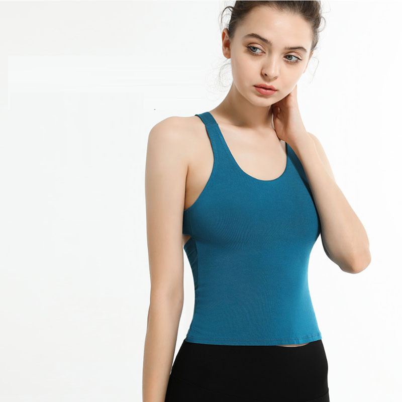 Women Casual Tight Solid Color Round Neck Sleeveless Backless Sports Tank Top