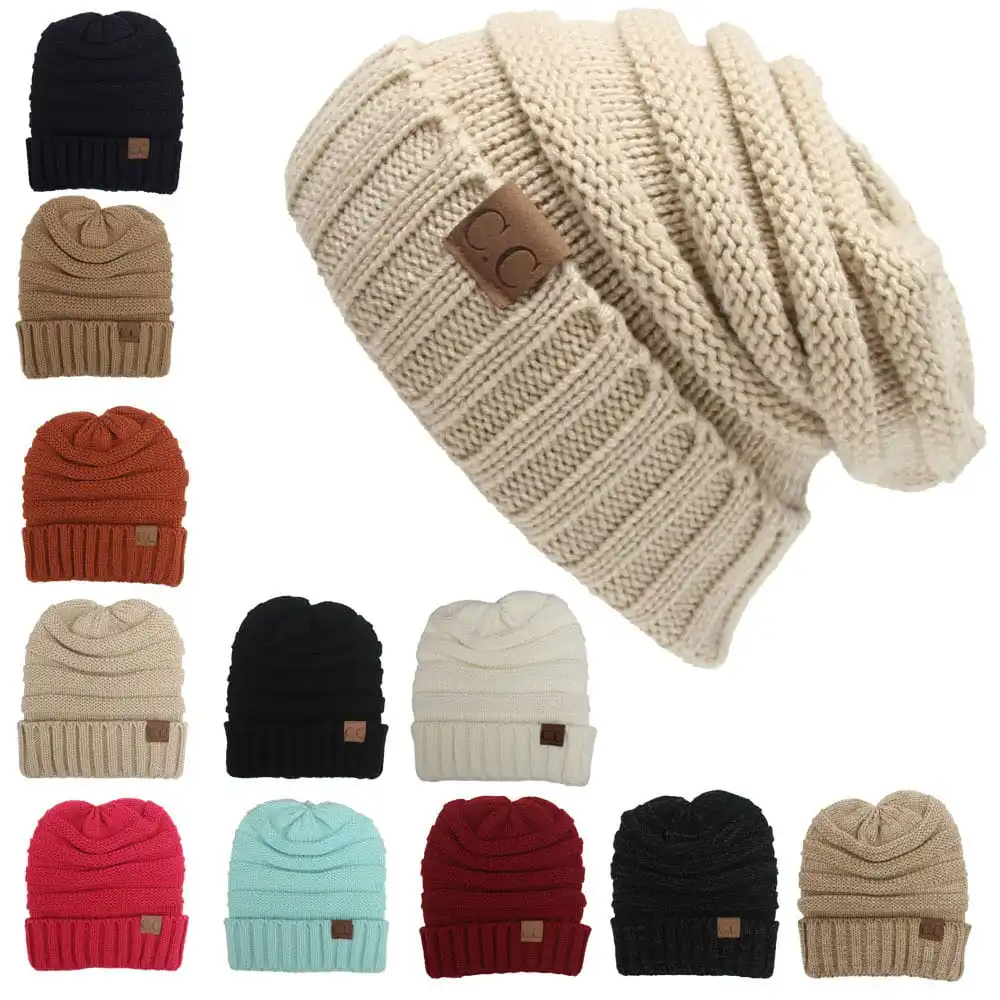 (Buy 1 Get 1) Fashion Letter Label Solid Color Knitted Hat