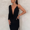 Women'S Fashion Temperament Solid Color Slim Backless Irregular Mermaid Dress