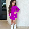 Kids Toddler Girls Fashion Casual Cute Sweet Solid Color Buttons Long Sleeve Skirts Irregular Hem Set