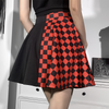 Women'S Fashion Punk Gothic Color Blocking Plaid Pattern High-Waist Skirt