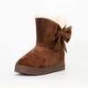 Women Winter Bow Decor Fleece Lined Plush Snow Short Boots