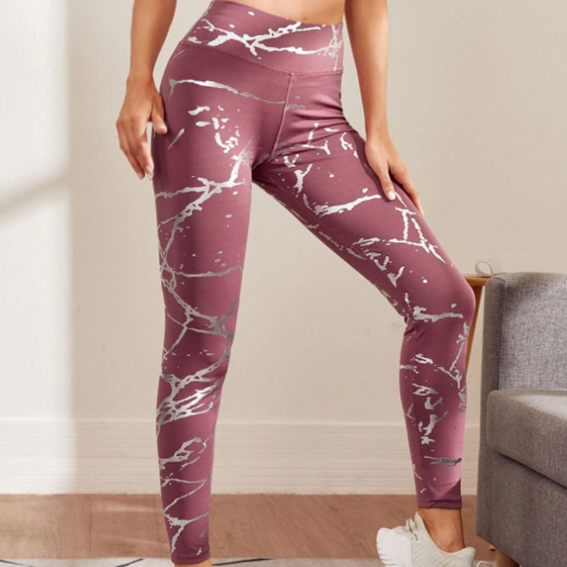 Women Leisure Marble Pattern Yoga Leggings