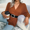 Women Casual Winter Solid Color Knitted Sweater Coat