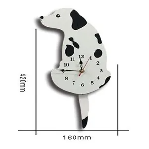 Cartoon Tail Wagging Dog Shape Acrylic Wall Clock