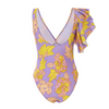 Summer Women Retro Ruffled Printing Swimsuit Bikini Skirt Suit