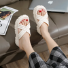 (2 pair) Women Fashion Simple Solid Color Cross Round Toe Thick-Soled Slippers