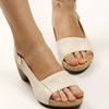 Women Fashionable Solid Color Plus Size Open Toe Hollow Buckle Chunky Heeled Sandals