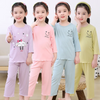 Kids Basic Round Neck Long Sleeve Breathable Loose Home Clothing