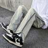 Men Fashion Retro Straight Side Zipper Jeans