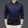 Men Fashion Casual Geometric Pattern Plaid Print Lapel Long Sleeve Loose Polo Shirt