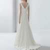 Women Sleeveless Simple Round Neck Satin Simple Elegant Wedding Dress