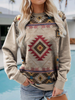 Women Autumn Winter Long-Sleeved Round Neck Ethnic Vintage Sweatshirt