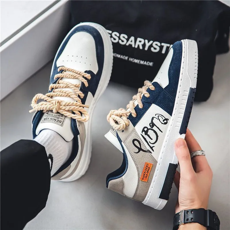 Men Fashion Casual Versatile Lace-Up Thick-Soled Sneakers