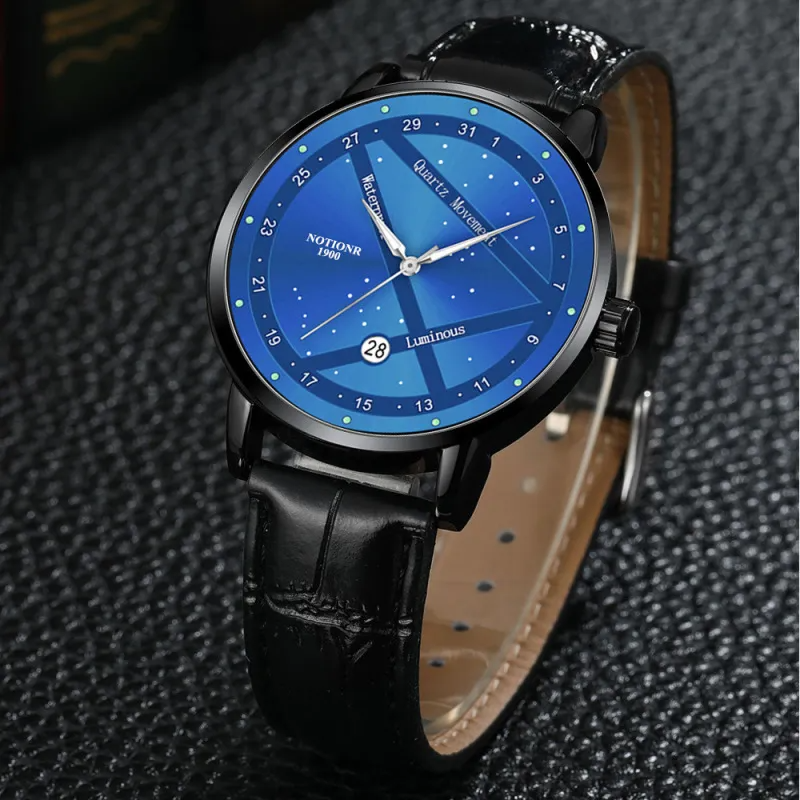 Men'S Fashion Casual Business Round Dial Waterproof Luminous Calendar Quartz Watch