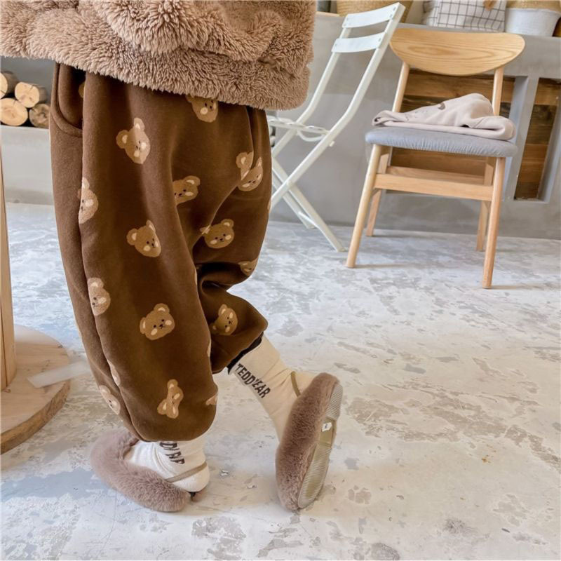 Baby Cute Cartoon Bear Warm Casual Sweatpants