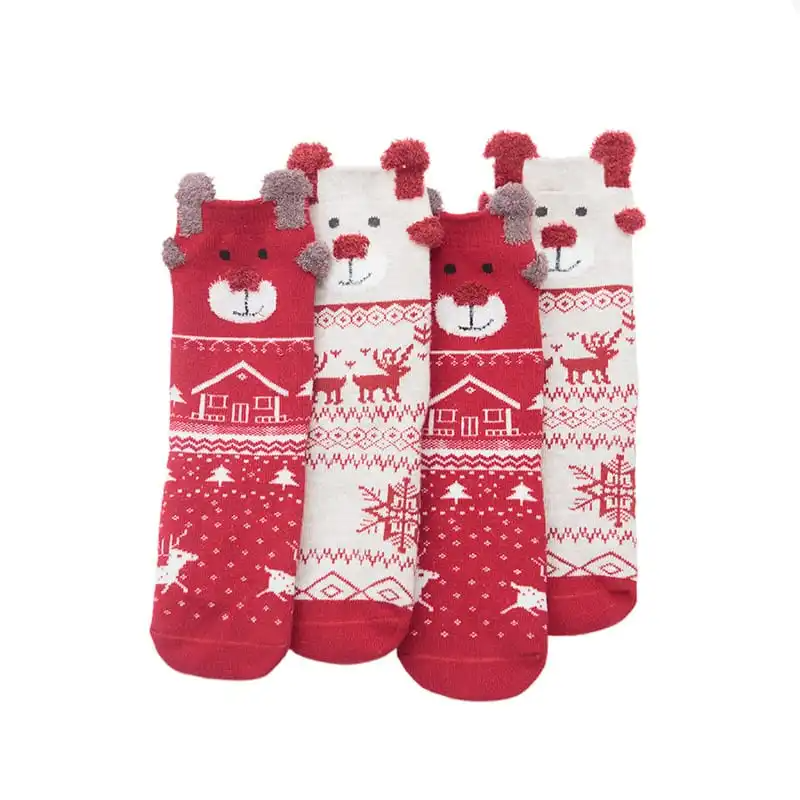 3pairs/Set Kids Fashion Christmas Series Cotton Socks