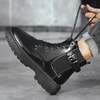 (Buy 1 Get 1) Men Fashion Bright SOlid Color PU Upper Ankle Length Lace-Up Thick-Soled Combat Boots