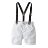 Kids Toddler Boys Summer Fashion Casual British Style Bow Solid Color Stripe Lapel Shirt Suspender Trousers Boys Party Clothing Set