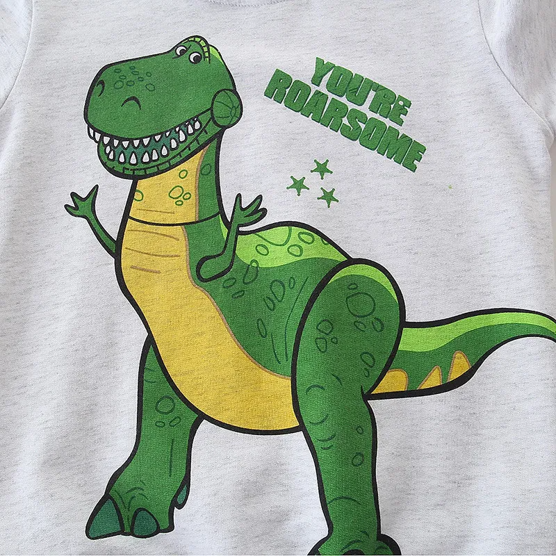 Kids Toddler Boys Autumn Winter Fashion Casual Cute Alphabet Cartoon Dinosaur Print Round Neck Sweatshirts