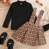 Toddler Girls Fashion Casual Solid Color Long Sleeve Round Neck Sweater Print Skirt Sets