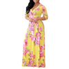 (Buy 1 Get 1) Women Ramadan /Eid Fashion Sexy Floral Printing V Neck Long Sleeve Dress