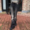 Women Fashion Casual Distressed Washed Flared Denim Pants