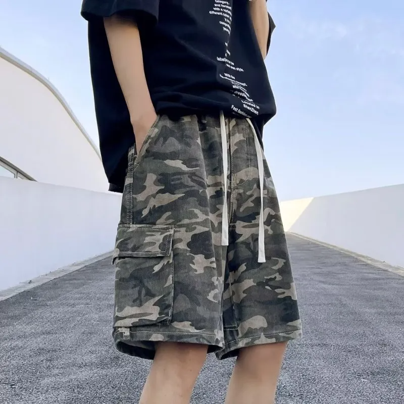 Men Fashion Camouflage Straight Leg Loose Shorts