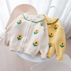 Kids Toddler Girls Fashion Sweet Floral Knit Cardigan Sweater Sunflower Sweater Jacket