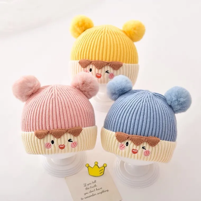 (Buy 1 Get 1) Kids Autumn Winter Casual Cute Fur Ball Knitwear Hat