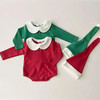 Kids Baby Boys Girls Fashion Casual Cute Christmas Long Sleeve Lapel Bodysuit