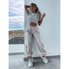 Women Casual Multi-Pocket Solid Color Middle-Waisted Straight Leg Pants