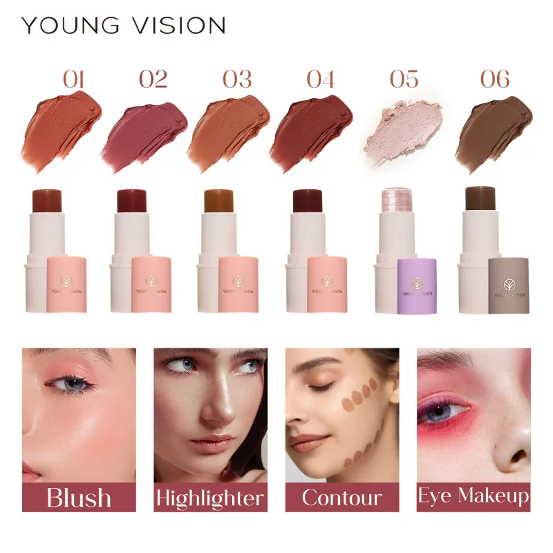 (Buy 1 Get 2) YOUNG VISION Multifunctional Highlighter Blusher Contour Lipstick