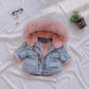 Kids Toddler Girls Boys Autumn Winter Fashion Casual Cute Solid Color Woollining Denim Coat