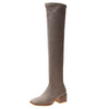 Women Fashion Thick Heel Square Toe Suede Stretch Over-The-Knee Boots