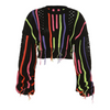 Women'S Fashion Color Block Fringed Sweater