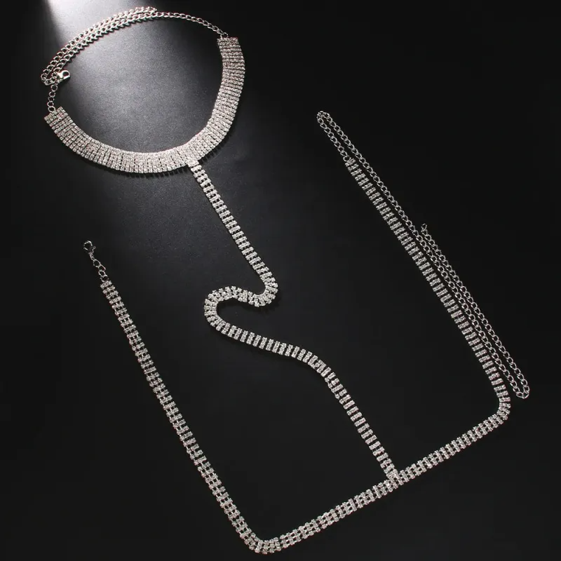 Men Fashion Sexy Multi-Layer Rhinestone Chain Body Chain