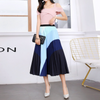 Summer Casual Women Ripple Color Matching Printing Pleated Skirt