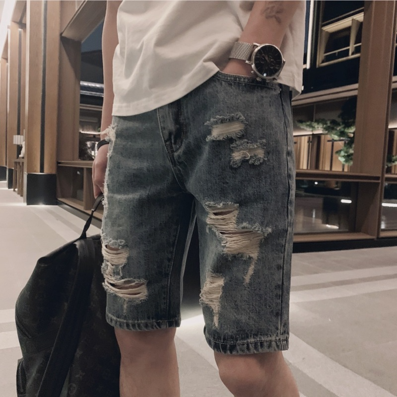 Men'S Casual Broken Copper Slim Denim Shorts