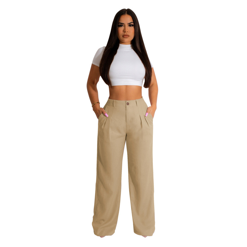 Women Simple Breathable Straight Solid Color Pant