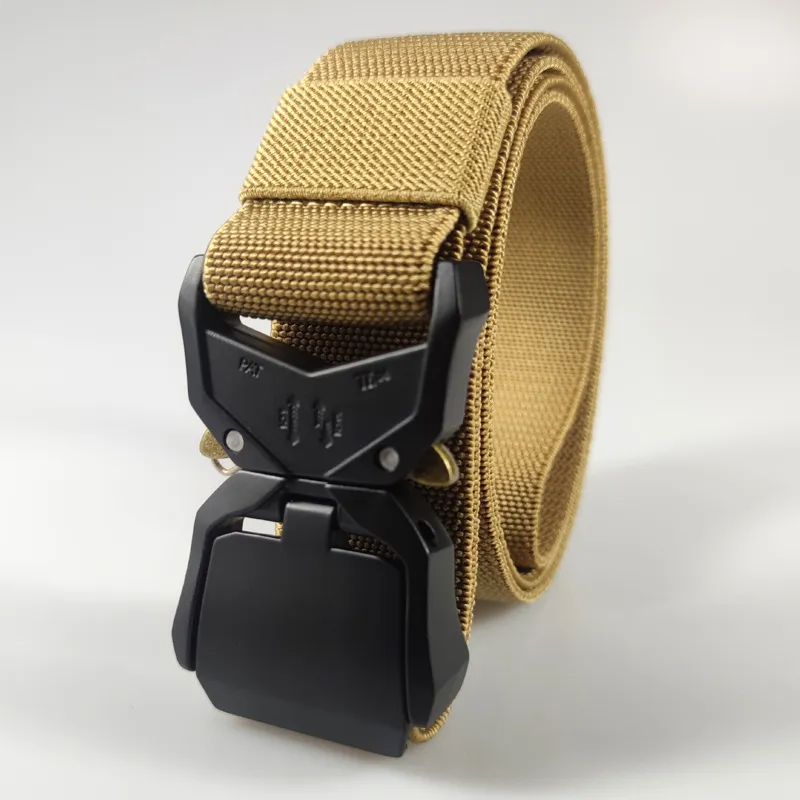 Men Fashion Casual Outdoor Solid Color Metal Buckle Tactical Woven Nylon Belt