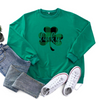 St.Patrick'S Day Fashion Women'S Long Sleeve Check Four Leaf Printed Round Neck Sweatshirt