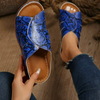 Women Fashion Casual Plus Size Snake Pattern Hollow Round Toe PU Slippers