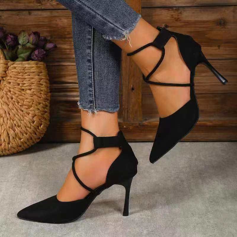 Women Fashion Plus Size Sexy Strap Point-Toe Stiletto Pumps