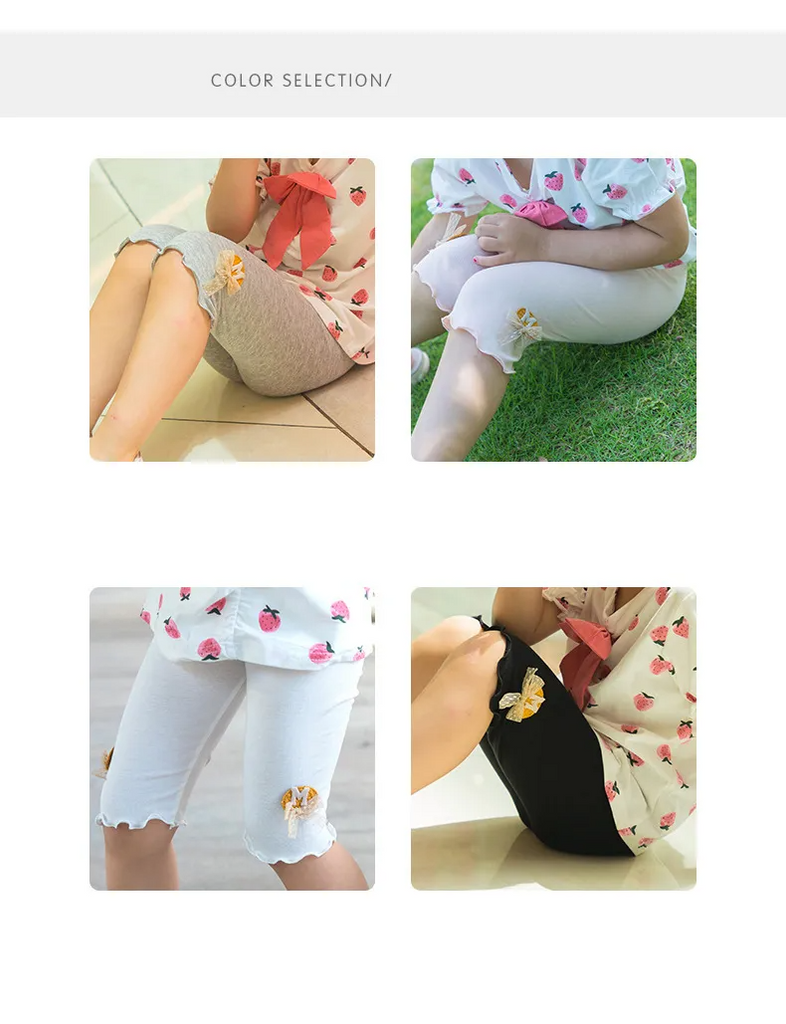 Kids Girls Basic Solid Color Slim High Elastic Five Points Leggings