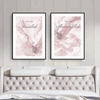 (Buy 1 Get 2) Simple Nordic Pink Arabian Flowers Frameless Painting Core Living Room Wall Decoration